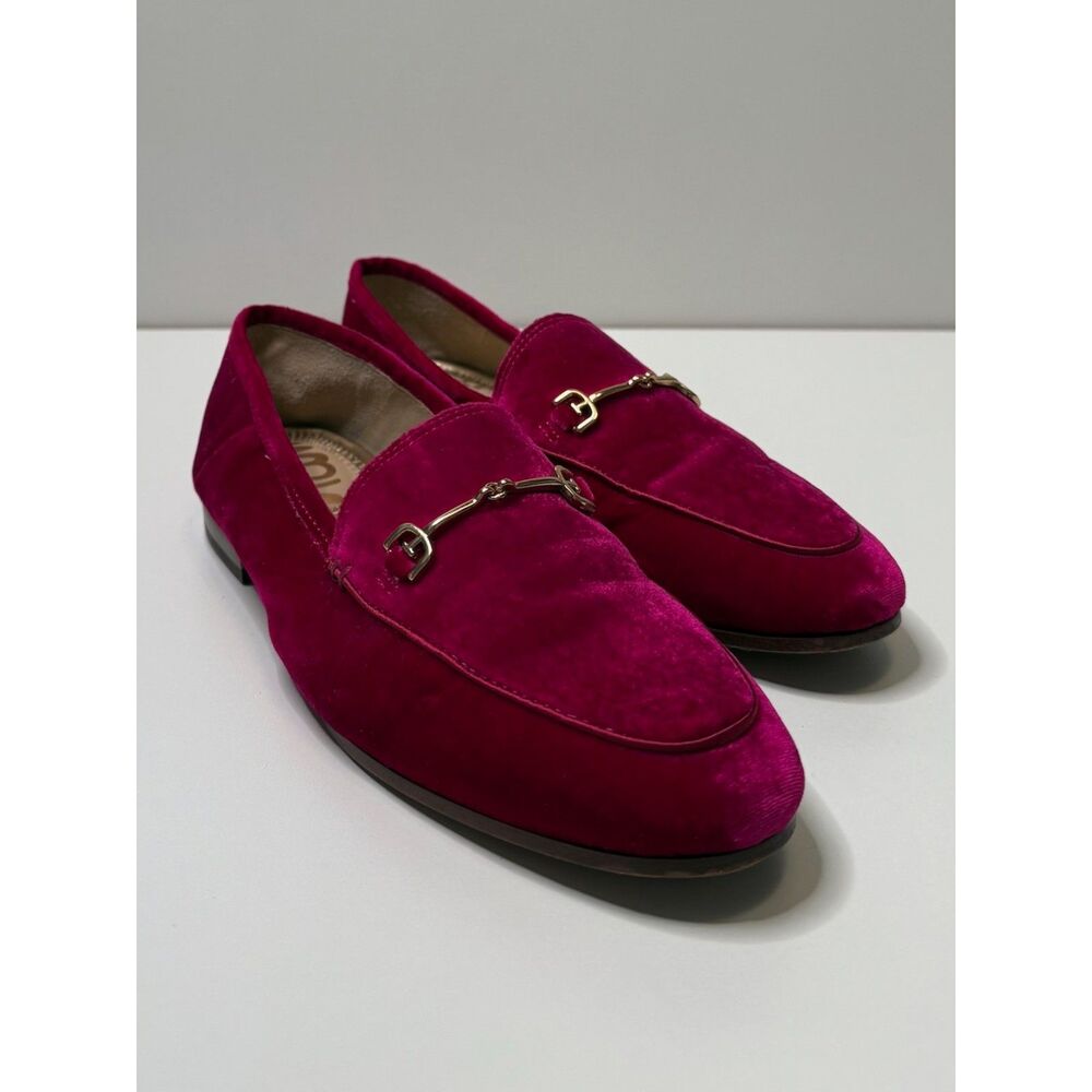 Sam Edelman Loraine Loafers Women’s 6.5 Fuchsia Pink Velvet Horsebit Flats